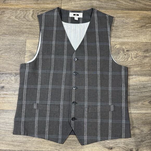 Joseph Abboud Suit Vest Mens S Brown Linen Cotton Waistcoat Formal Corpcore - Picture 1 of 9